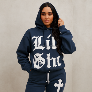 Conjunto Deportivo de 2 Piezas para Mujer, con Logotipo Personalizado, 100% Algodón, Estilo Urbano, Sudadera con Capucha de Manga Larga y Pantalones Deportivos, Venta al Por Mayor OEM para Gimnasio - Product Image 2