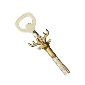 Décapsuleur Tête de Cerf en Laiton Antique, Outil de Bar Rustique en Forme de Bois de Cerf, Décapsuleur de Bière Vintage à Motif Animal, Cadeau Décoratif - Product Image 1