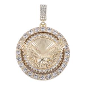 Nuevo Collar con Colgante de Águila Giratorio de Aleación de Zinc de 45cm con Diamantes Redondos, Estilo HIPHOP Rap Punk, Venta al por Mayor Oro - Product Image 1