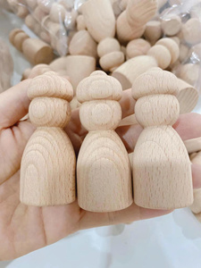 Poupée en bois peinte à la main avec motif floral, figurine miniature artisanale inachevée, poupées en bois vierges pour le bricolage - Product Image 5