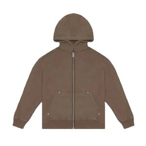 Logo d'impression numérique personnalisé 360gsm fermeture éclair Boxy lavage à l'acide poids lourd polaire spray colorant grande taille hommes sweats à capuche - Product Image 1