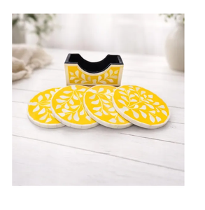 Sous-verres et tapis carrés en os incrusté, style oriental noir et blanc, à prix abordable - Product Image 3