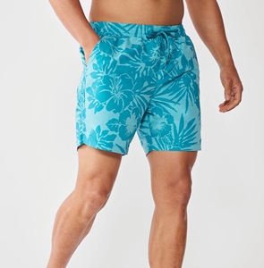 Shorts de Playa para Hombre, Estampado Floral, Secado Rápido, Protección UV, Elásticos en 4 Direcciones, Cordón Ajustable, Bolsillos Laterales, Tejido de Punto, 100% Poliéster - Product Image 1