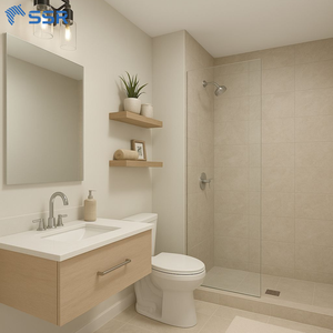 Ready Assemble Durable Solid Wood Bathroom <b>Vanity</b> Cabinet Soft Closing Drawers <b>Light</b> Finish Classic Modern Design Eco-Friendly - Product Image 3
