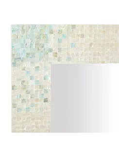 Eco Friendly <b>Rectangular</b> Mother Of Pearl <b>Mirror</b> Mosaic Shell Decorative <b>Wall</b> <b>Mirror</b> With Stunning Gradient Square Tiles - Product Image 3