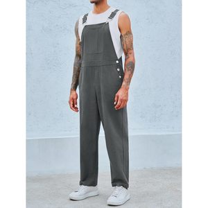 2025ชุดจั๊มสูทวินเทจฮิปฮอปของผู้ชายชุดเอี๊ยมยีนส์มีกระเป๋ากางเกงผ้าฝ้ายใส่สบายพิมพ์ลายสำหรับฤดูร้อนชุดทำงาน - Product Image 5