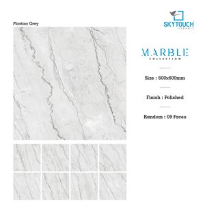 Carrelage en porcelaine 600x600 mm pour sol intérieur, motif marbre gris, antidérapant, émaillé, design simple et moderne - Product Image 3