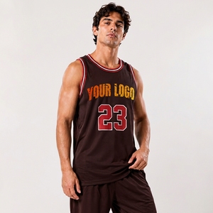 Men s Maroon Basketball Jersey Tank Top With Name Number And Custom Logo Front Print Breathable Polyester <b>Athletic</b> Fit - Product Image 3
