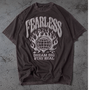 Camiseta Oversize de Alta Calidad con Hombros Caídos y Estampado Puff, 100% Algodón Pesado, Estilo Streetwear Lavado - Product Image 3