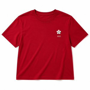 <b>Rhinestone</b> Custom Floral Motif Bright Red women's shirt Round Neckline Relaxed Fit <b>Top</b> 100% Cotton T-Shirt Accessory Styling - Product Image 3