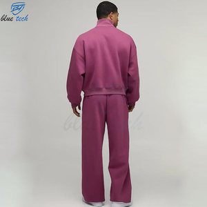 Ensemble survêtement streetwear personnalisé pour homme – Sweat-shirt demi-zip et pantalon – Confortable, décontracté, sportswear, usage quotidien, imprimé logo 100% - Product Image 2