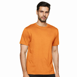 Camiseta de Manga Corta para Hombre, Color Naranja, Cuello Redondo, Corte Regular, Estilo Casual, 100% Algodón Jersey, Color Sólido, Ropa Deportiva - Product Image 1