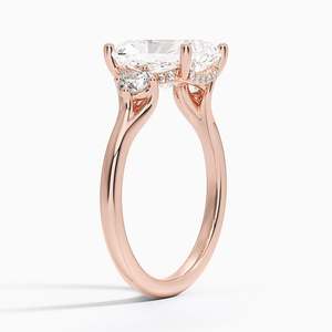 Anillo de Compromiso de Lujo con Tres Diamantes Cultivados en Laboratorio, Corte Radiante, para Mujer, Oro Amarillo, Rosa y Blanco de 14K y 18K, para Uso Diario - Product Image 4