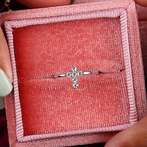 14k <b>White</b> <b>Gold</b> <b>Cross</b> Ring Lab Grown Diamond 0.50 CT Round Brilliant Cut IGI Certified Luxury - Product Image 3