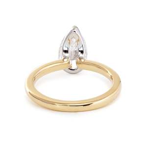 Unique Two Tone 14K Gold 2ct Pear Cut Lab Grown Diamond <b>Ring</b> Modern Half Bezel Setting Engagement <b>Ring</b> significant luxury <b>Ring</b> - Product Image 5