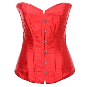 Corsé de Satén Rojo para Mujer, Faja Moldeadora con Cierre de Botones, Control Firme de Abdomen, Diseño Transpirable para Adultos - Product Image 1