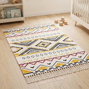 Tapis de chambre d'enfant en coton imprimé animaux de la forêt pour chambre de bébé, chambre d'enfant et espace de jeu - Product Image 2
