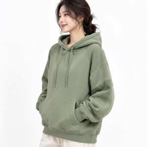 Couleurs personnalisées et tissu polaire de haute qualité, sweat à capuche pour femme, hiver, longueur régulière, épais, manches longues, avec logo sur le devant - Product Image 3