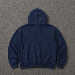 <b>Navy</b> Blue Oversized Graphic Hoodie Vintage Streetwear Pullover With White Portrait Artwork Heavyweight Cotton <b>Fleece</b> Hooded Sale - Product Image 6