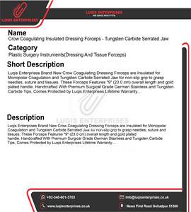 Pinzas quirúrgicas aisladas para coagulación de vasos sanguíneos con mandíbula dentada de carburo de tungsteno, instrumento médico quirúrgico - Product Image 5