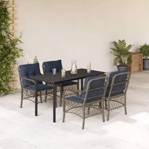 Conjunto de comedor para jardín en azul marino y gris - Product Image 1