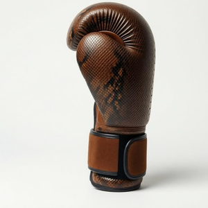 Gants de boxe en cuir marron à motif serpent pour garçons, avec boucle, logo personnalisé, pour entraînement et sparring, support de poignet durable, OEM - Product Image 2