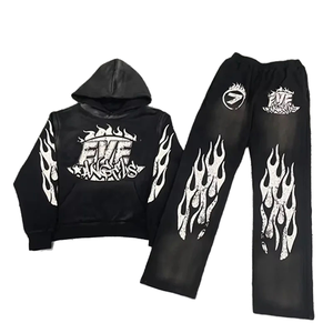 Ensemble de survêtements d'hiver pour hommes avec logo personnalisé vêtements de sport à capuche de marque privée combinaisons de jogging 2 pièces 100% coton respirant - Product Image 1