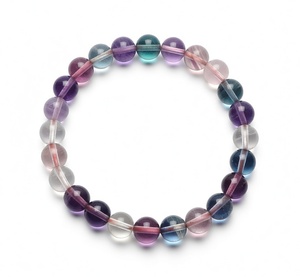 Natural Fluorite 8mm Round Gemstone <b>Stretch</b> <b>Bracelet</b> Crystal Beaded <b>Bracelet</b> Wholesale Supply - Product Image 1