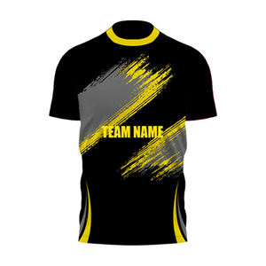 Camiseta de Fútbol Personalizada para Hombre, Amarilla, Manga Corta, 100% Poliéster, Transpirable, Ligera, Ropa de Entrenamiento, Ropa de Equipo - Product Image 1
