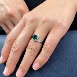 Bague de fiançailles, de promesse ou de mariage en argent sterling émeraude Swift, pierre précieuse, cadeau d'anniversaire pour femme - Product Image 4