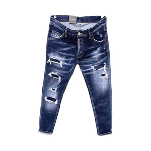 Jean en denim respirant de haute qualité pour homme, taille mi-haute, coupe droite, style streetwear décontracté avec déchirures, pour toutes les saisons - Product Image 1
