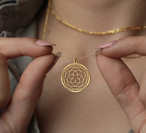 925 Sterling Silver 14K Gold Plated Christian Minimalist Rose Venus Necklace Sacred Geometry Pendant Flower Charm Women's Gift - Product Image 6