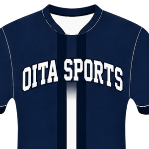 Navy <b>Blue</b> <b>White</b> Short Athletic Jersey Crew Neck Center <b>Stripe</b> Breathable Training Team Performance Baseball Sports Uniform Shirt - Product Image 3