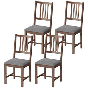 Set di 4 sedie da pranzo imbottite grigie con gambe in legno di gomma e schienale a doghe per cucina e sala da pranzo - Product Image 1