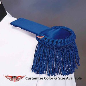 Epaulette de hombro hecho a mano de la mejor calidad, con tela negra francesa Napoleón, bordado dorado y flecos dorados, con hilo de bullion. - Product Image 6
