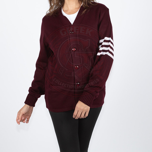 Maroon Acrylic Knitted <b>Cardigan</b> Full Sleeve Button Closure Embroidery Greek Letter Logo <b>Men's</b> and Women's Sweater Collage wear - Product Image 4