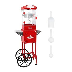 Chariot à popcorn avec roues, machine à popcorn de 10 oz, rouge, comprend 3 cuillères en plastique pour le home cinéma - Product Image 1