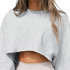 women cropped sweatshirt fleece comfort <b>winter</b> <b>top</b> ladies cropped sweatshirt simple modern wear women short sweatshirt - Product Image 4