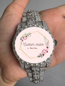 Montre personnalisée pour homme et femme avec diamants Moissanite VVS automatiques, cadran vert, design unique, idéale comme cadeau - Product Image 2