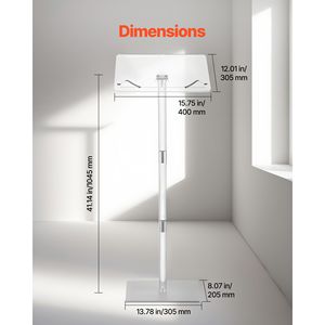 Soporte de Podio Acrílico de 43 Pulgadas, Escritorio Portátil para Laptop, Superficie de Lectura Amplia, Ángulo Ajustable, Soporte de Piso, Clips para Libros, Muebles de Biblioteca - Product Image 4