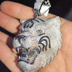 Elegantes Colgantes de Plata de Ley 925 para Hombre, Estilo Iced con Moissanita como Piedra Principal, Engaste de Bisel, Joyería Hip-Hop, Regalo, Certificado IGI - Product Image 2