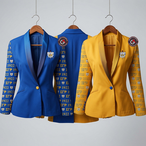 Sigma Gamma Rho การออกแบบล่าสุดแฟชั่นสุภาพสตรีเสื้อเบลเซอร์ที่กําหนดเองพิมพ์ผ้าฝ้ายโพลีเอสเตอร์ผู้หญิงเสื้อเบลเซอร์ - Product Image 2