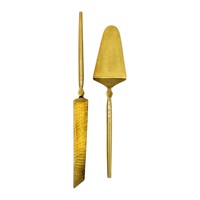 Ensemble couteau et spatule à gâteau en or martelé au meilleur prix auprès d'un fabricant indien