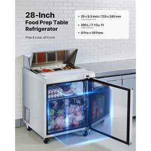 Réfrigérateur commercial de cuisine de 28 pouces, 7,1 pieds cubes Table réfrigérée de préparation de salades et de sandwichs en acier inoxydable, 8 bacs - Product Image 2