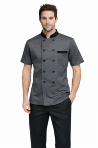Uniforme de Chef Premium Unisex, Manga Corta, Poliéster/Algodón, Logotipo Personalizado para Cocina, Restaurante, Hotel, Cómodo y Duradero - Product Image 3