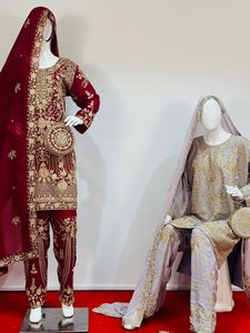 Pure Georgette Collection 5 superbes conceptions strass paillettes diamant Jarkan pierre travail 10 couleurs lourd Dupatta filles gratuit - Product Image 6