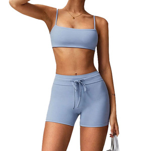 Shorts de cycliste brodés OEM/ODM pour femmes, sans couture, taille haute, athlétiques, écologiques, respirants, en Spandex/Nylon, pour le yoga et l'entraînement - Product Image 1