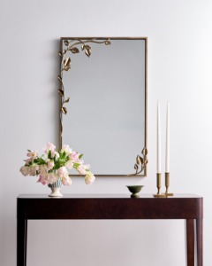 Traditional <b>Wood</b> Framed Wall <b>Mirror</b> With Decorative Drapery Design - Product Image 6