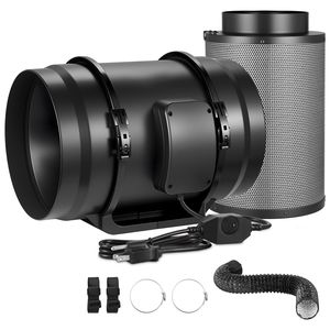 Kit di filtrazione dell'aria da 8 pollici 180 CFM con ventola in linea, regolatore di velocità e filtro a carboni attivi per sistemi di ventilazione e aspirazione - Product Image 3