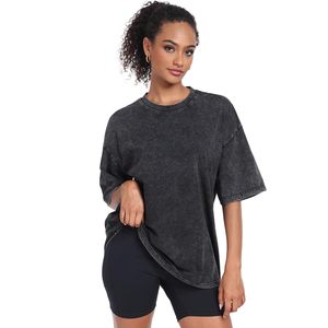 Camisetas Oversize Vintage para Mujer, Estilo Boyfriend, de Algodón Lavado al Ácido, Holgadas, para Gimnasio y Entrenamiento, de Manga Corta - Product Image 3